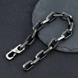 Charm Bracelets MKENDN Locomotive Vintage Oxidised Black Chain Link Men Bracelet Punk Stainless Steel Motorcycle Bracelets Male Jewellery Gifts Y240510