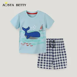 Clothing Sets Summer Children's Wholesale Boys Set Knitted Cotton Round Neck Children Shorts Two