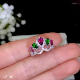 Cluster Rings KJJEAXCMY Boutique Jewellery 925 Silver-inlaid Natural Garnet Diopside Lady Ring Support Detection