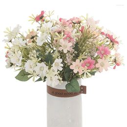 Decorative Flowers Artificial Vintage Silk Hydrangea African Chrysanthemum Bouquet Bride Holding Fake Family Wedding Decor
