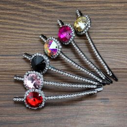 Hair Clips 1 Pair Luxury Round Crystal Clip Circle Diamante Vintage Barrette For Women Girls Chic Accessories