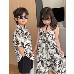 Clothing Sets Baby Twins Clothes Fashion Brother And Sister Matching Outfit Summer Toddler Boys Shirts 2 Piece Kids Girls Dresses Sling