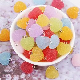 10pcs 16mm Simulation Heart Shape Soft Candy Cute Charms For Pendant DIY Earrings Necklace Jewellery Accessories Finding 240507