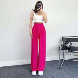 Women's Pants Oversized Elegant For Women Dressy Straight Linen Blend Rose Black Wide Leg High Waisted Casual Trousers Travel