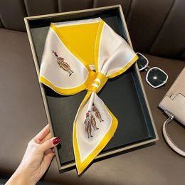 Luxury Brand Skinny Neckerchief Scarf For Women Satin Silk Ribbons Bandana Ladies Neck Tie Wrist Wrap Shawl Echarpe 240428