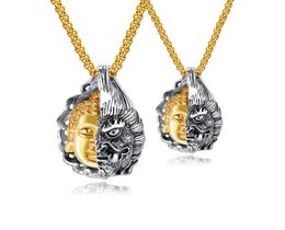 Half Magic Half Buddha Pendant Necklace 316L Stainless Steel 18k Gold Plated Men039s Folkcustom Couple Pendant Necklace Jewelr8757210