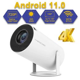 Projectors Transspeed 4K Wifi6 Projector Android 11.0 200 ANSI Dual WiFi Allwinner H713 BT5.0 1280 * 720P Home Theater Outdoor Portable J240509