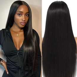 30 cali prosta koronkowa peruka przednia Brazylijska 13x4 koronkowe frontalne Preucked Bob Pargs for Black Women Human Hair 210 Gęstość