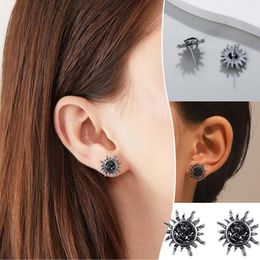 Stud Earrings Gothic Jewelry Punk For Men Women Stunning Sun Black Rock Ear Piercing