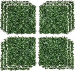 Decorative Flowers Artificial Grass Wall Panel Backdrop 12 PCs 20" X Boxwood UV Protection Privacy Coverage Panels Fence Covering Light