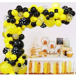 Party Decoration Yellow Black Balloons Arch Kit Polka Dots Latex Garland Kids Baby Shower Supplies Backdrop Birthday Decor
