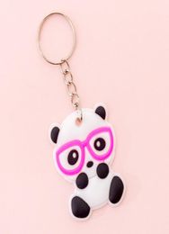 Korean Creative Cartoon Silicon Keyring Kawaii Girls Children Schoolbag Decoration Key Chain Glasses Panda Keychain9974269