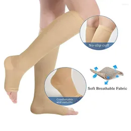 Women Socks Black Knee High Open Toe Compression For Women/Men Sports Running Compress S/M/L/XL/XXL