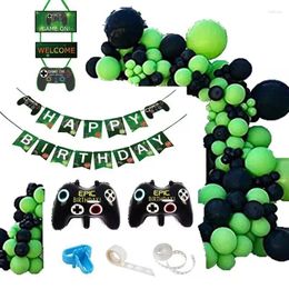 Party Decoration 107Pcs Gaming Theme Balloon Garland Black Green Latex Arch Kit For Kids Boy Boys Birthday Decor