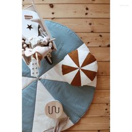 Blankets Nordic Windmill Kids Play Game Mats Round Carpet Rugs Mat Cotton Nursery Crawling Blanket Floor For Room Decoration