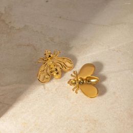 Stud Earrings Uworld Design Waterproof 18K Gold Stainless Steel Minimalist Insect Jewellery Bee Earring Women Aretes Acero De Inoxidable