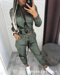 Long Sleeve Zipper Tops Two Pieces Tracksuit Sets Women Joggers Pants Streetwear Track Suit Casual Sport Joggers 240509