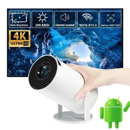 Projectors Hy300 Projector 4K Wifi Android 11 200ANSI Allwinner H713 BT5.0 Native1280 * 720P Home Theater Projector Beam Projector J240509