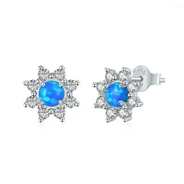 Stud Earrings S925 Silver Ear Women's Aubao Opal Sunflower Elegant And Floral Temperament Fashion Versatile Jewellery