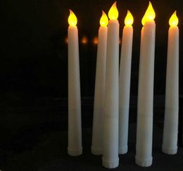 50pcs Led battery operated flickering flameless Ivory taper candle lamp candlestick Xmas wedding table Home Church decor 28cmH S9099887