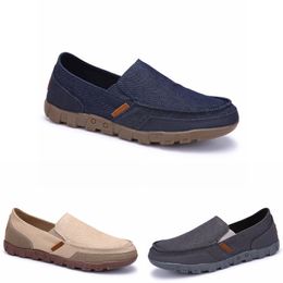 Free Shipping Men Women Running Shoes Anti-Slip Breathable Slip-On Solid Flat Blue Grey Khaki Mens Trainers Sport Sneakers GAI