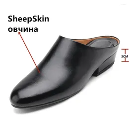 Casual Shoes Spring Summer Women Pumps Thick Heels Round Toe Slippers Genuine Leather Concise Woman Mules Arrival
