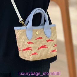 Designer Bag Stores Are 95% Off Grass Woven Embroidered Mini One Shoulder Water Bucket Dumpling Crossbody Womens4L32