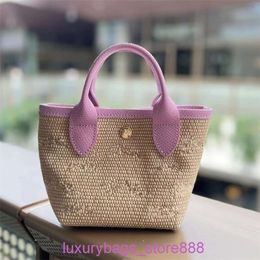 Designer Bag Stores Are 95% Off Grass Embroidered Knitted One Shoulder Handheld Vegetable Basket Water Bucket Simple and Fashionable WomensV5VK