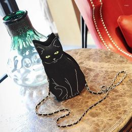 Shoulder Bags Cute Black Cat Chains Women Designer Messenger Bag Luxury Pu Leather Crossbdoy Lady Harajuku Small Purses Sac