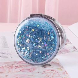 Compact Mirrors Chic Makeup Mirror Pocket Shining Quicksand Beauty Stuff Durable Q240509