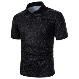 Men's Polos Men Short Slve Polo Shirt Dot Pattern Printing Polo Shirt New Fashion Casual Urban Business Style Men Tops Y240510AQCC