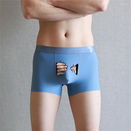 Underpants Ice Silk Boxers For Men Shorts Cute Spoof Trunk Plus Size Male Panties Lovers Fascinating Gift Boxer Man Underwear