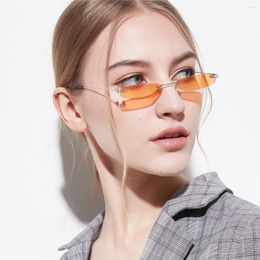 Sunglasses Fashion Trendy Woman Stylish Rectangle Shape Rimless Outdoor Sun Glasses Selling Female Sunglass