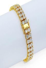 Fashion Rhinestone Men Iced Out Tennis Bracelet Hip Hop Jewelry 18k Gold Plated Silver Rock Mens Bracelets For Gifts3523124