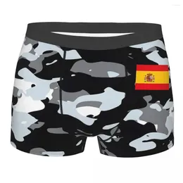 Underpants Sexy Boxer Shorts Panties Briefs Men Urban Camouflage Military Style Underwear Spanish Flag For Male Plus Size