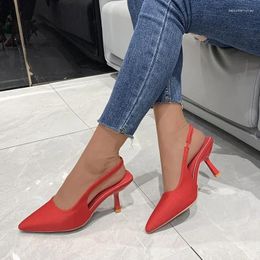 Dress Shoes Ladies 2024 Brand Shallow Women's High Heels Fashion Slip-on Office And Career Sexy Pointed Toe Cap Sandals Zapatos