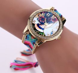 22 Models Watches Geneva Handmade Weave Wrap Bracelet Watches Women Dress Colorful Quartz Casual HandWoven Wristwatch Perfect Gif7154812
