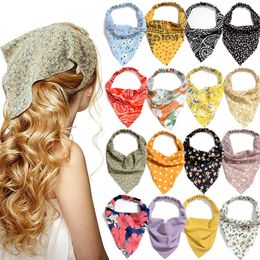 63 Style Bohemia Bandana For Women Elastic Hair Bands Triangle Headscarf Floral Print Head Wrap Scarf Accessories Headwear 240430