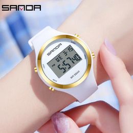 Wristwatches SANDA Girls Students Watch Women Luxury Chronograph Lady LED Wristwatch Elegant Waterproof Female Electronic Clock Gift 2147