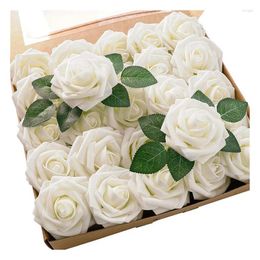Decorative Flowers Artificial Roses Looking Wedding Bouquets Centrepieces Bridal Shower Party Home Decor PE 25PCS