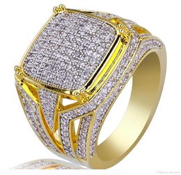 new mens ring vintage hip hop jewelry Zircon iced out copper rings luxury real gold plated for lover fashion Jewelry whole7256190