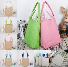 DHL Easter Rabbit Ear Baskets 2021 Easter Egg Hunts Basket Handbag Kids Candy Bag Bucket Gift Bags Burlap Storage Bags FY44542718506