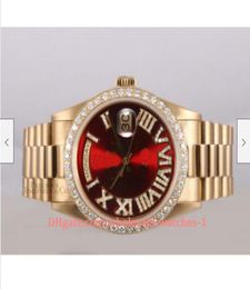 20 style Christmas gift Wristwatches Men DayDate 18038 President 41mm 18k GoldRed Roman DialDiamond Bezel7393307