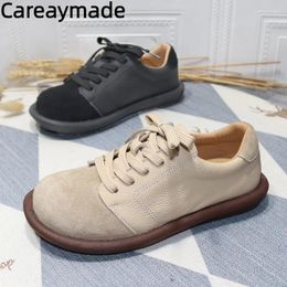 Casual Shoes Careaymade-Genuine Leather Women's Lace Up 35-43 Large Size Women Board Bread Spring Round Toe