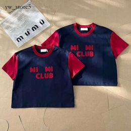 24ss Miui Designer T Shirt Women Hot Drill Embroidered Letters Mui Mui Tshirts Cotton Round Neck Short Sleeves Loose Fashion Summer Ladies Mium Cool Tops Clothes f61