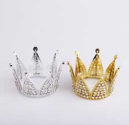 Metal Pearl Happy Birthday Cake Toppers Shining Mini Crown Cake Topper Sweet Party Decoration WeddingEngagement Decor LX38574476140