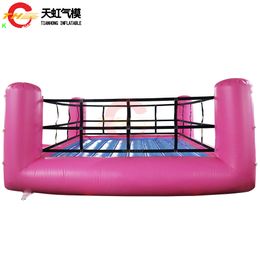 Free Door Ship Outdoor Activities 4x4m 13x13ft pink Interactive Inflatable Wrestling Boxing Ring Game, inflatable joust games zone