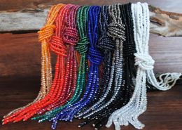 Bohemian color beaded multilayer rice bead necklace female long tassel crystal sweater chain China whole7120544