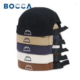 Berets Bocca Embroidery Brimless Cap Without Visor Docker Caps Letter Mountain Pattern Beanie Skullcap Adjustable Hip Hop Vintage Style