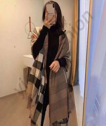 2022 Winter Scarf for Women Silk Cashmere Knit Plaid B Scarves Wraps Neck Headscarf Femme Warm Pashmina Foulard Bandana5196186